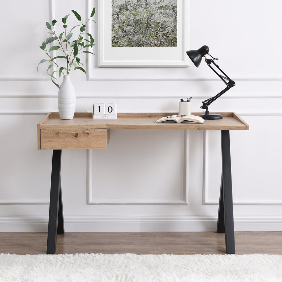 Lytton 1-Drawer Oak Effect Desk with Angled Desk Top