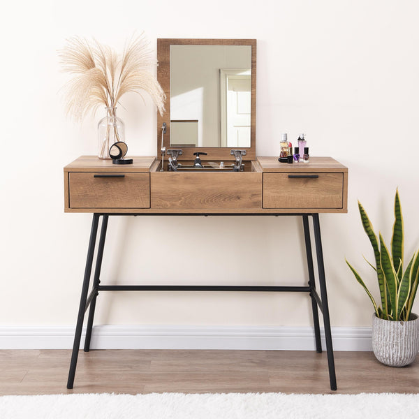 Selwyn Oak Effect Console Dressing Table