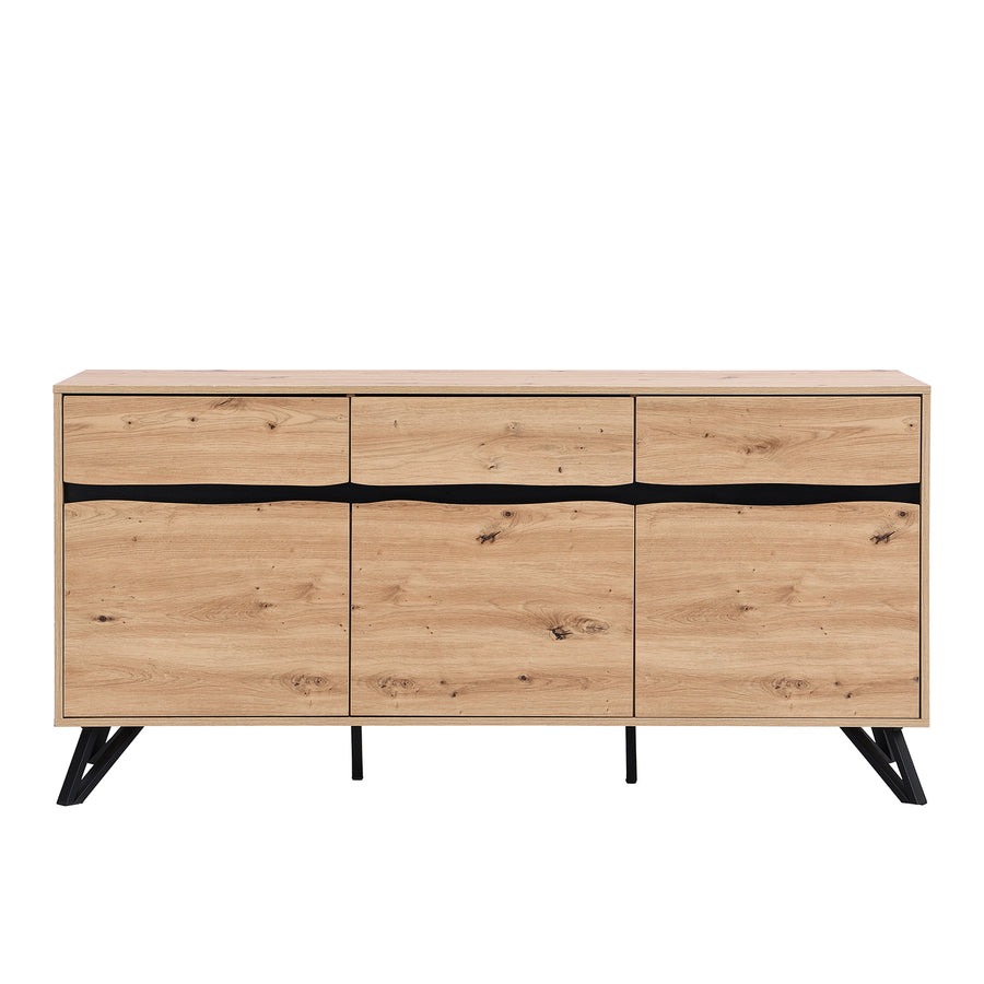 Weston Oak Effect 3 Door 3 Drawer Large Sideboard