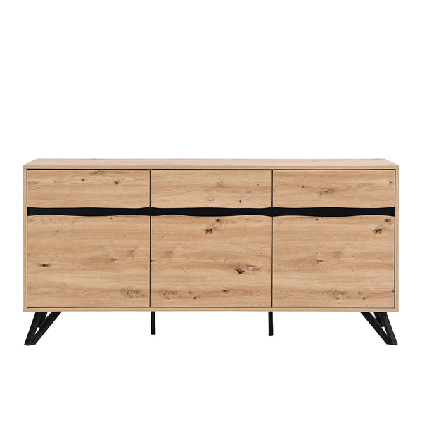 Weston Oak Effect 3 Door 3 Drawer Large Sideboard