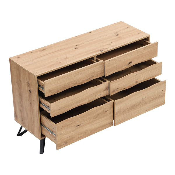 Weston Oak Effect 6 Drawer Chest of Drawers