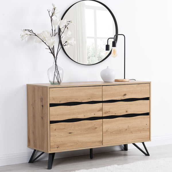 Weston Oak Effect 6 Drawer Chest of Drawers