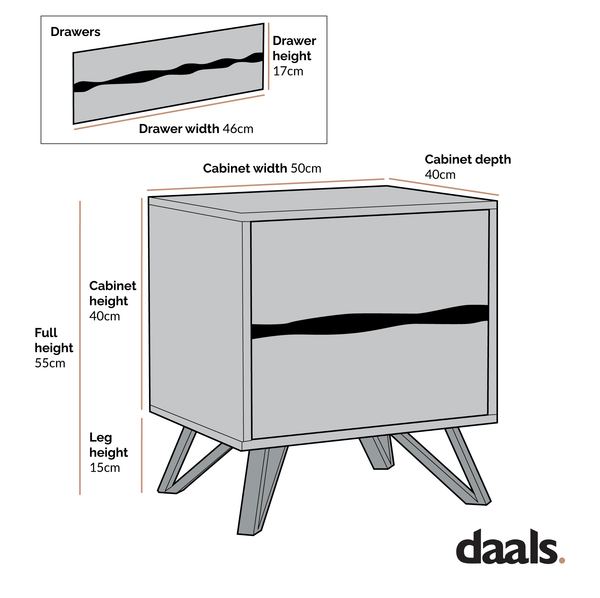 Weston Oak Effect 2 Drawer Bedside Table