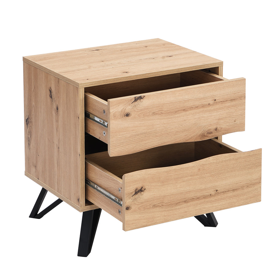 Weston Oak Effect 2 Drawer Bedside Table