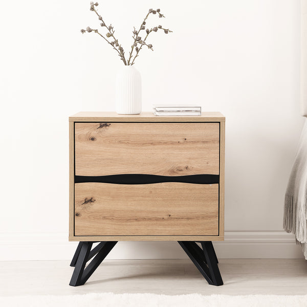 Weston Oak Effect 2 Drawer Bedside Table
