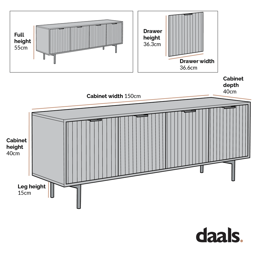 Aspen Oak and Marble Effect 150cm Wide TV Unit