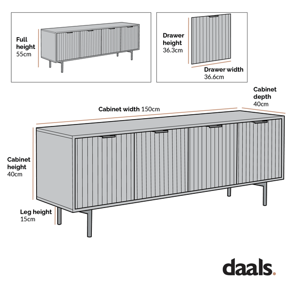 Aspen Oak and Marble Effect 150cm Wide TV Unit