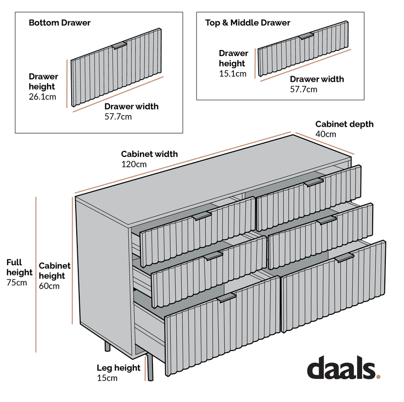 Aspen Oak and Marble Effect 6-Drawer Chest of Drawers