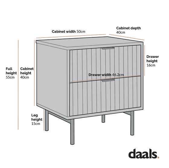 Aspen Oak and Marble Effect 2-Drawer Bedside Table