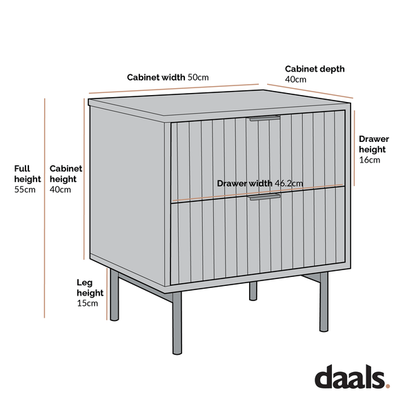 Aspen Oak and Marble Effect 2 - Drawer Bedside Table - daals