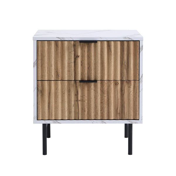 Aspen Oak and Marble Effect 2 - Drawer Bedside Table - daals