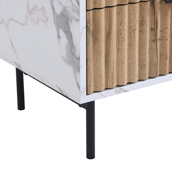 Aspen Oak and Marble Effect 2-Drawer Bedside Table