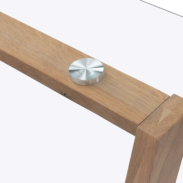 Lugano 160cm Rectangular Glass Top Solid Oak Legs Dining Table