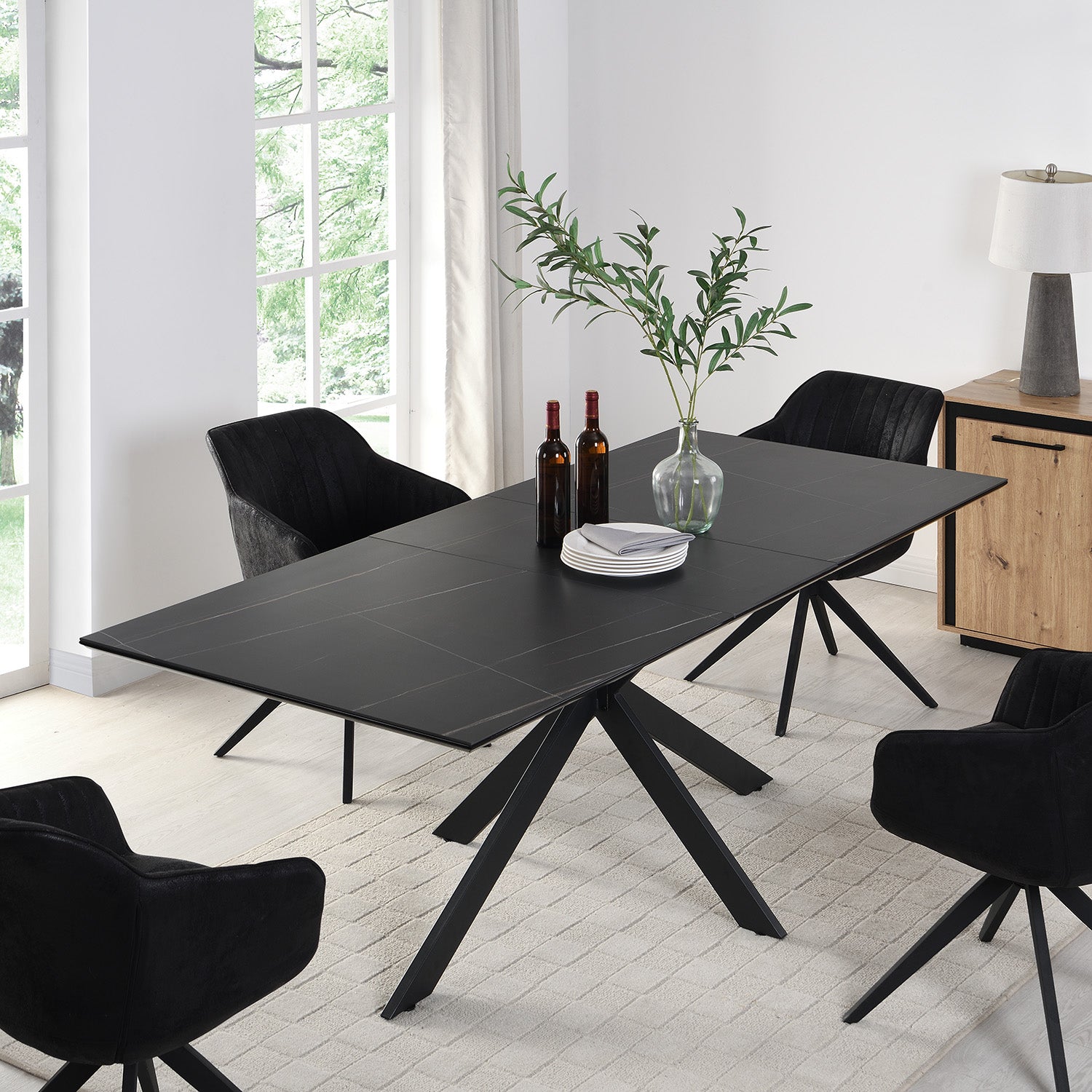 Ceram extensible table with ceramic top