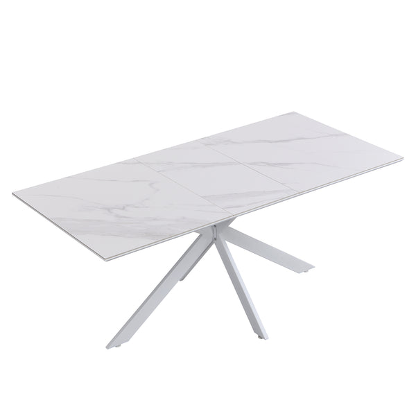 Varden White Ceramic Extending Dining Table