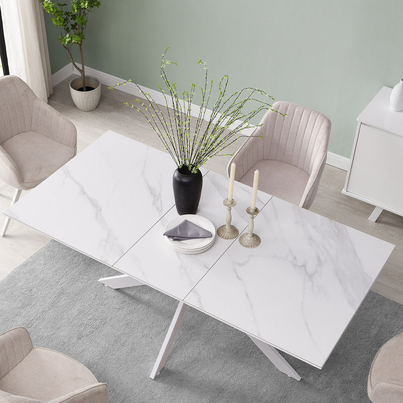 Varden White Ceramic Extending Dining Table - daals