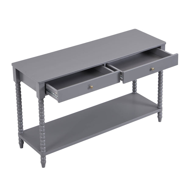 Aldwinke Dark Grey Bobbin 2 Drawer Large Console Table