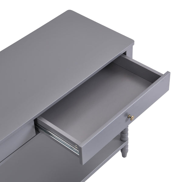 Aldwinke Dark Grey Bobbin 2 Drawer Large Console Table