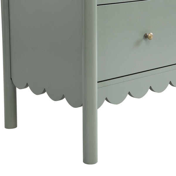 Henley Sage Green Scalloped Edge 3 Drawer Chest daals