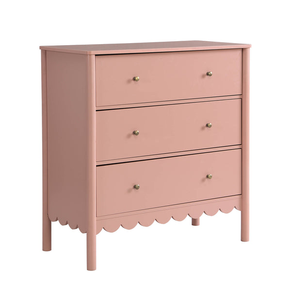 Henley Pink Scalloped Edge 3 Drawer Chest
