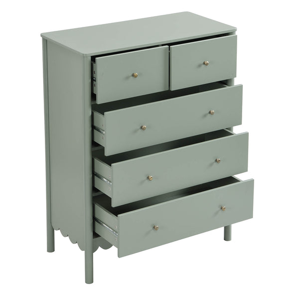 Henley Sage Green Scalloped Edge 2 Over 3 Drawer Chest daals