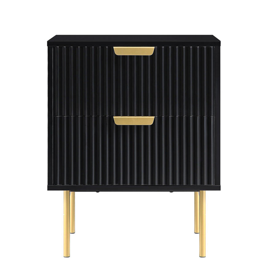 Richmond Ridged 2 Drawer Bedside Table, Matte Black