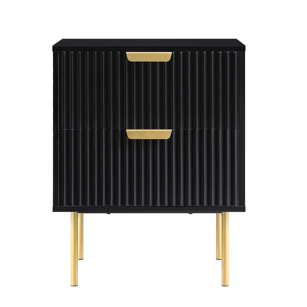 Richmond Ridged 2 Drawer Bedside Table, Matte Black