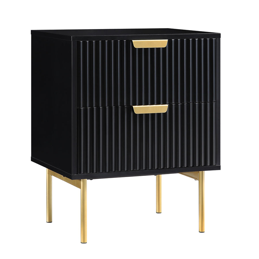 Richmond Ridged 2 Drawer Bedside Table, Matte Black