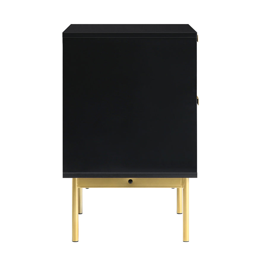Richmond Ridged 2 Drawer Bedside Table, Matte Black