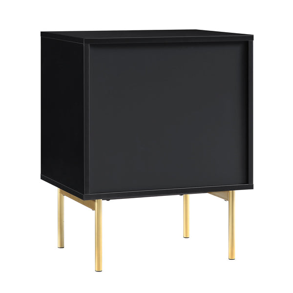 Richmond Ridged 2 Drawer Bedside Table, Matte Black
