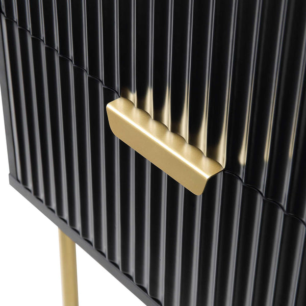 Richmond Ridged 2 Drawer Bedside Table, Matte Black