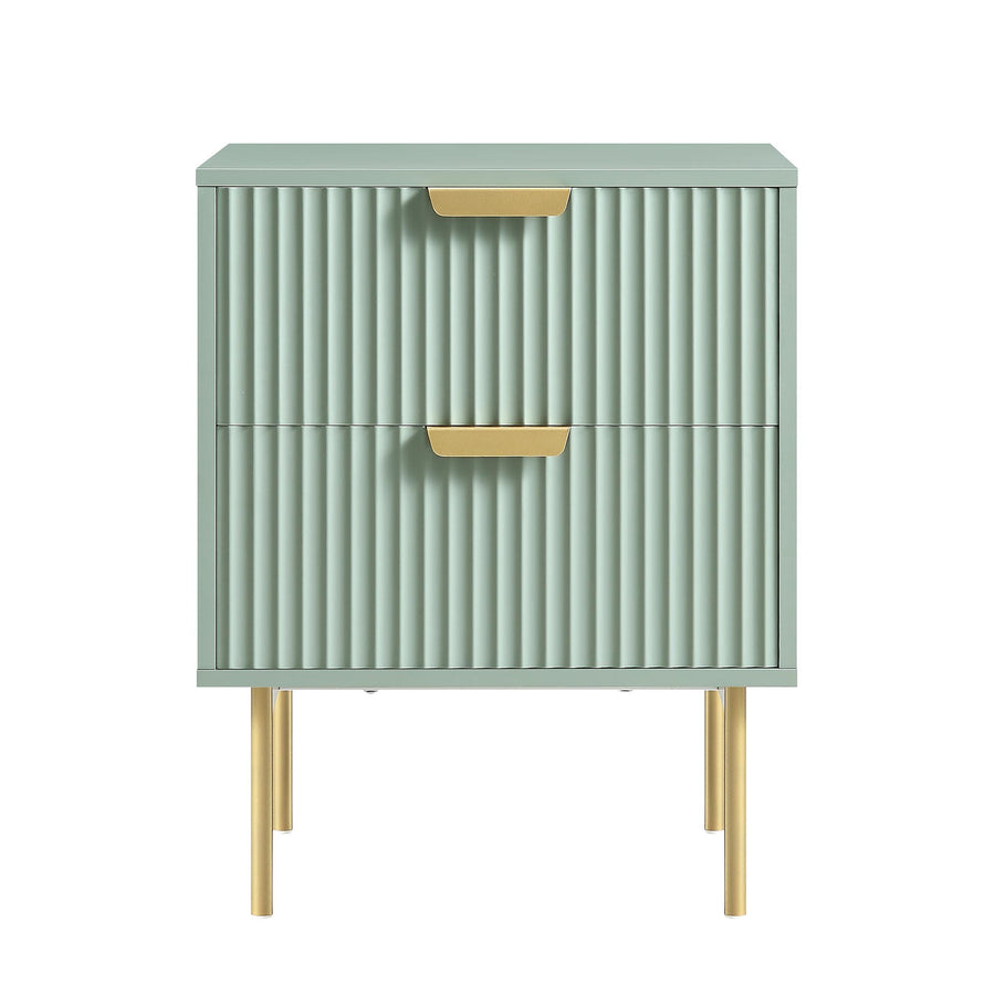 Richmond Ridged 2 Drawer Bedside Table, Matte Sage Green
