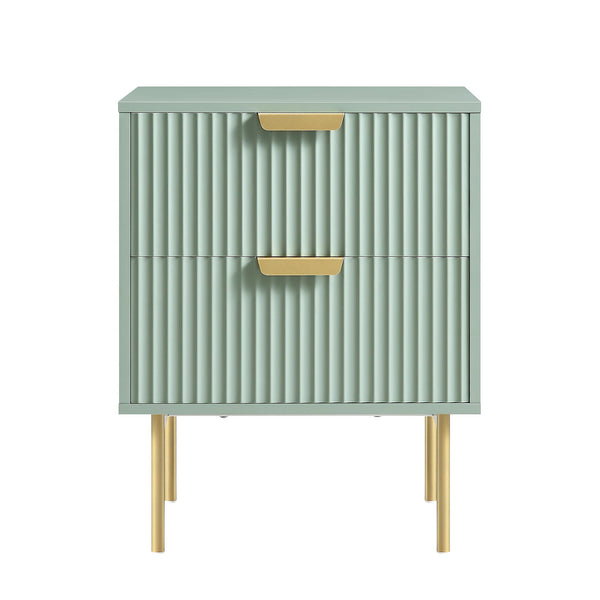 Richmond Ridged 2 Drawer Bedside Table, Matte Sage Green