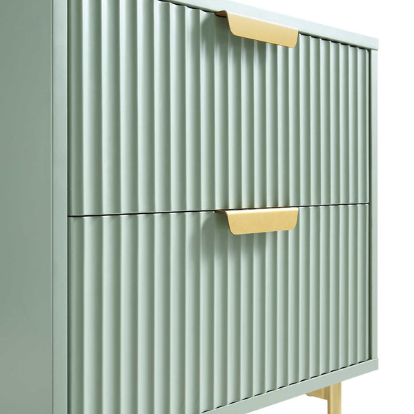 Richmond Ridged 2 Drawer Bedside Table, Matte Sage Green
