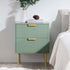 Richmond Ridged 2 Drawer Bedside Table, Matte Sage Green - daals