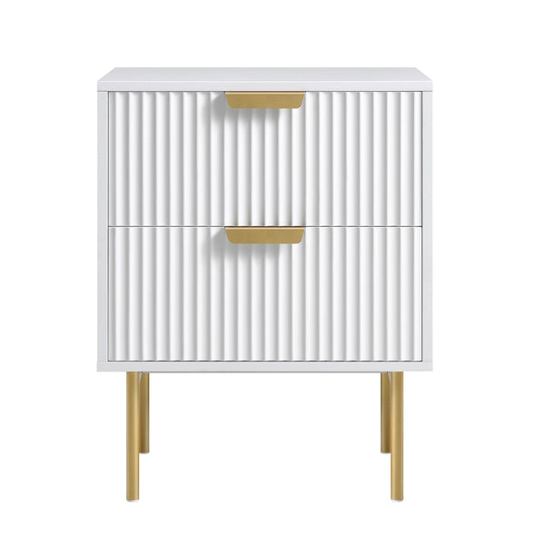 Richmond Ridged 2 Drawer Bedside Table, Matte White - daals