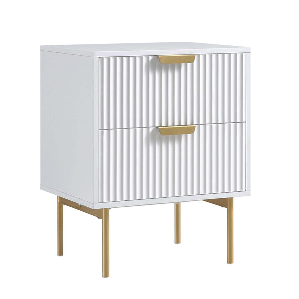 Richmond Ridged 2 Drawer Bedside Table, Matte White - daals