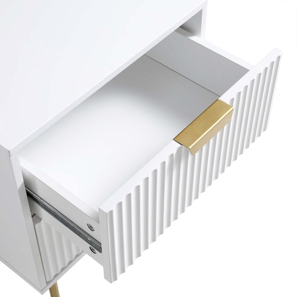 Richmond Ridged 2 Drawer Bedside Table, Matte White - daals