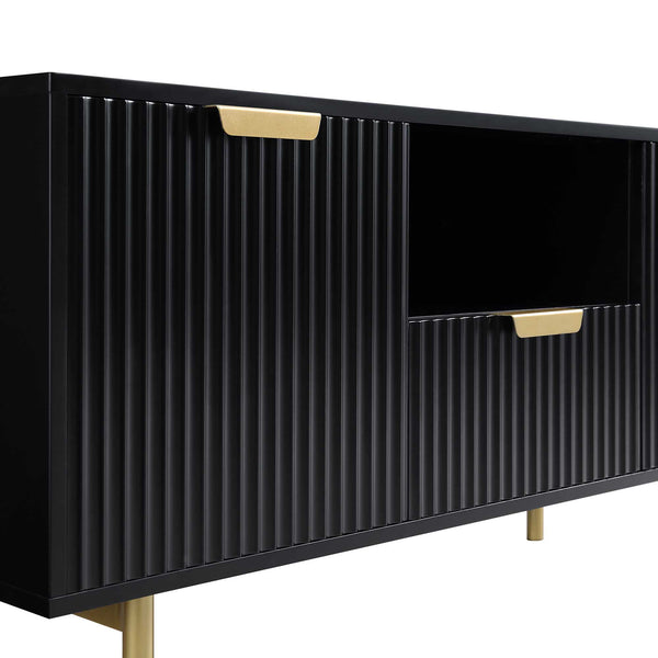 Richmond Ridged 120cm Wide TV Media Unit, Matte Black