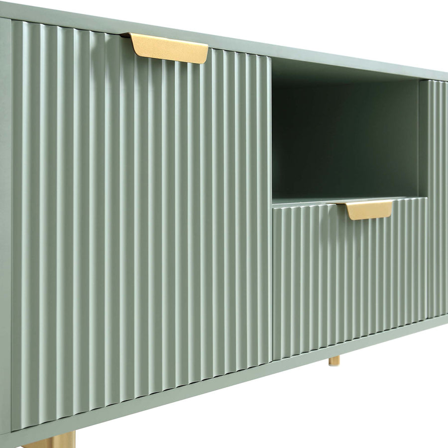 Richmond Ridged 120cm Wide TV Media Unit, Matte Sage Green