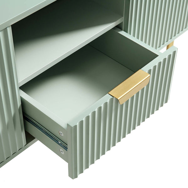 Richmond Ridged 120cm Wide TV Media Unit, Matte Sage Green