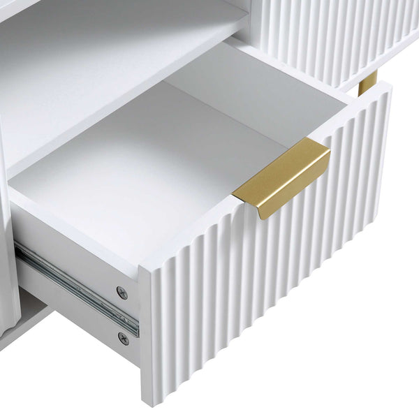 Richmond Ridged 120cm Wide TV Media Unit, Matte White