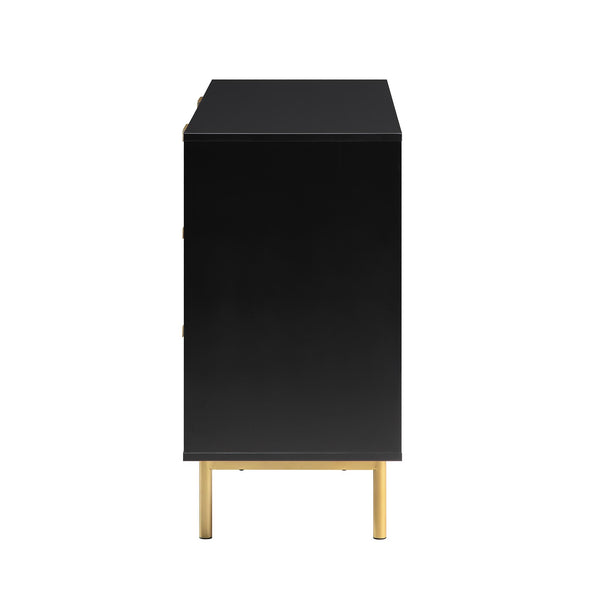 Richmond Ridged Wide Chest of 6 Drawers, Matte Black