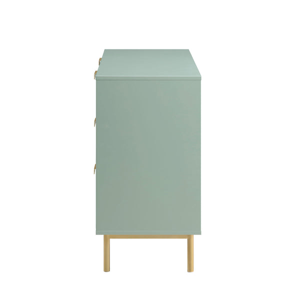 Richmond Ridged Wide Chest of 6 Drawers, Matte Sage Green