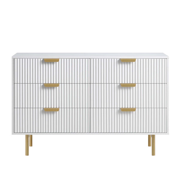 Richmond Ridged Wide Chest of 6 Drawers, Matte White