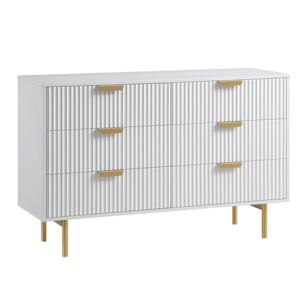 Richmond Ridged Wide Chest of 6 Drawers, Matte White