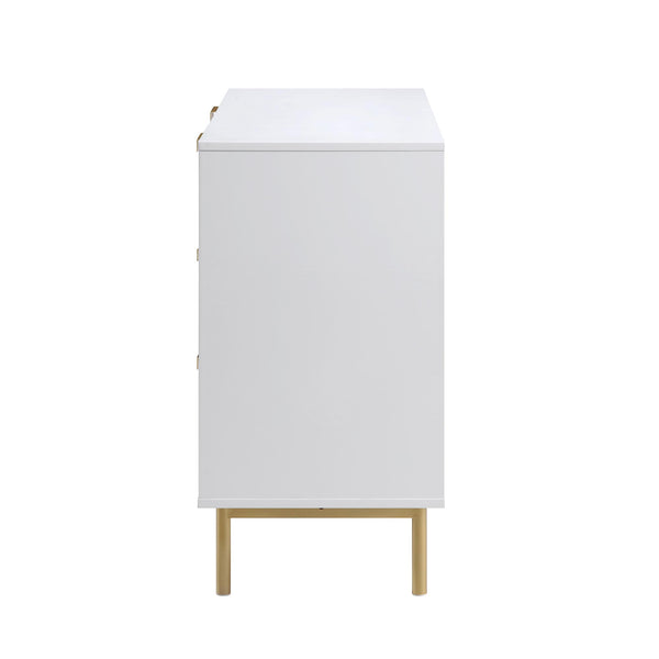 Richmond Ridged Wide Chest of 6 Drawers, Matte White