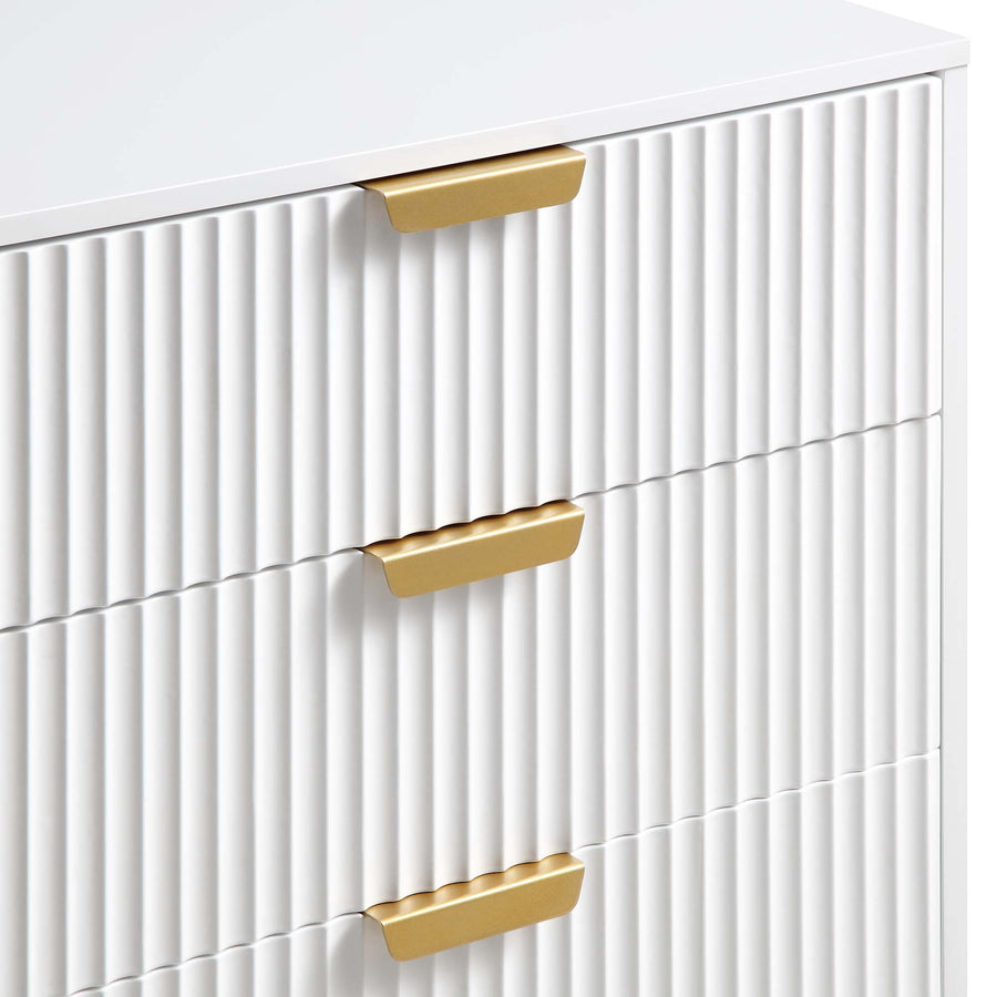 Richmond Ridged Wide Chest of 6 Drawers, Matte White