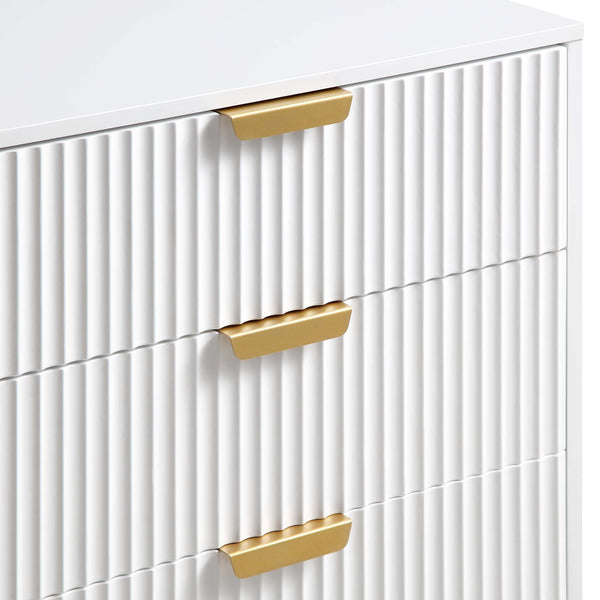 Richmond Ridged Wide Chest of 6 Drawers, Matte White