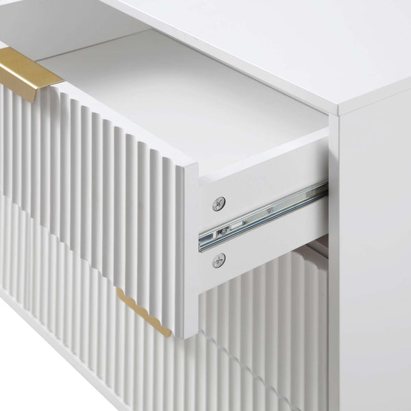 Richmond Ridged Wide Chest of 6 Drawers, Matte White